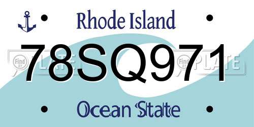 78SQ971 Rhode Island License Plate