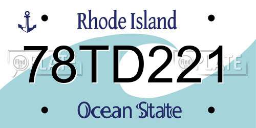 78TD221 Rhode Island License Plate