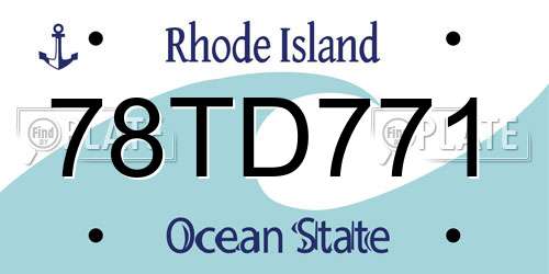 78TD771 Rhode Island License Plate