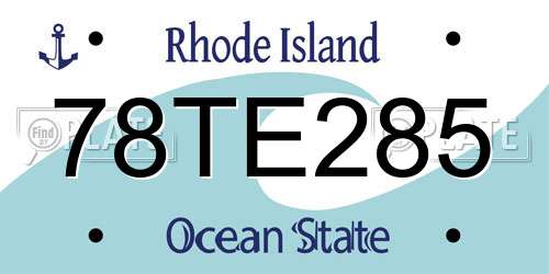 78TE285 Rhode Island License Plate