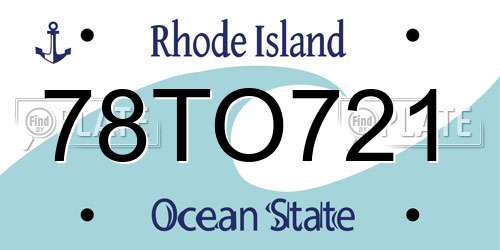 78TO721 Rhode Island License Plate