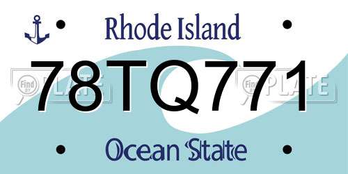 78TQ771 Rhode Island License Plate