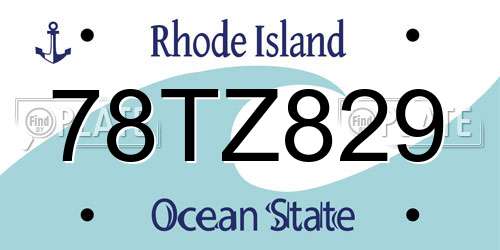 78TZ829 Rhode Island License Plate