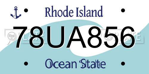 78UA856 Rhode Island License Plate