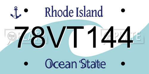 78VT144 Rhode Island License Plate