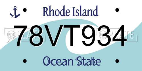78VT934 Rhode Island License Plate
