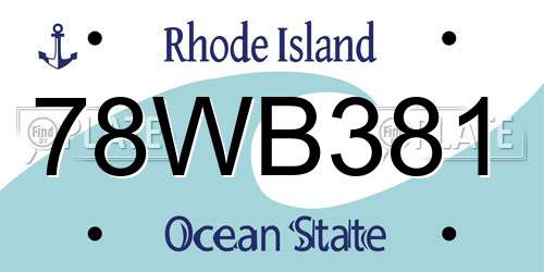 78WB381 Rhode Island License Plate
