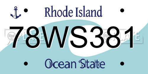78WS381 Rhode Island License Plate