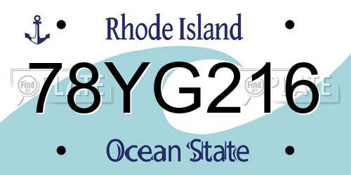 78YG216 Rhode Island License Plate
