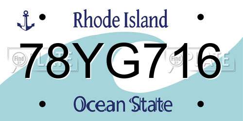78YG716 Rhode Island License Plate