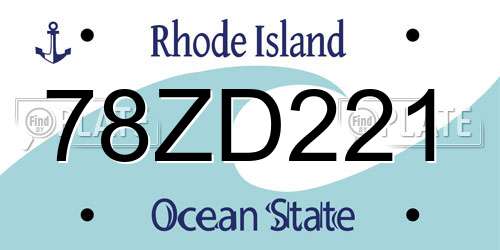78ZD221 Rhode Island License Plate