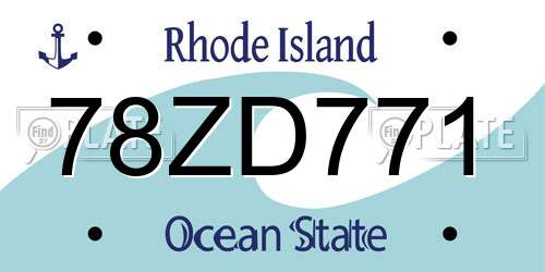 78ZD771 Rhode Island License Plate