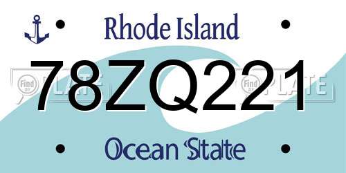78ZQ221 Rhode Island License Plate