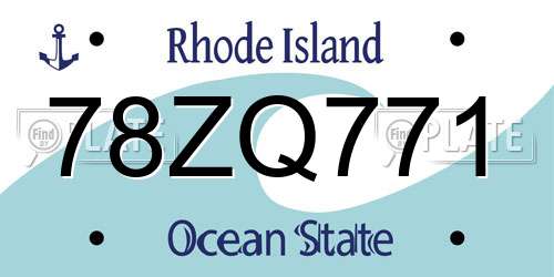 78ZQ771 Rhode Island License Plate
