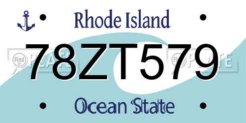 78ZT579 Rhode Island License Plate