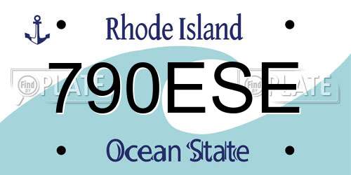 790ESE Rhode Island License Plate