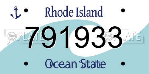 791933 Rhode Island License Plate