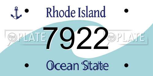 7922 Rhode Island License Plate