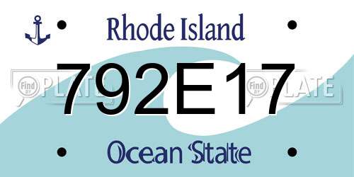792E17 Rhode Island License Plate