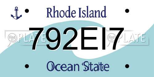 792EI7 Rhode Island License Plate