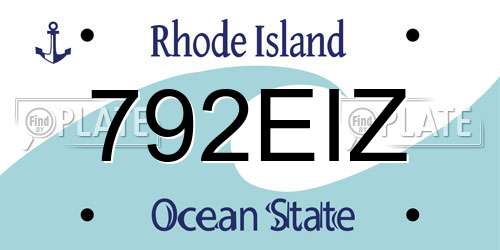 792EIZ Rhode Island License Plate