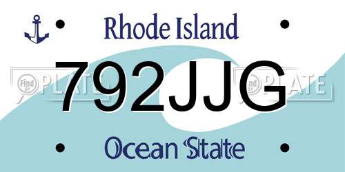 792JJG Rhode Island License Plate