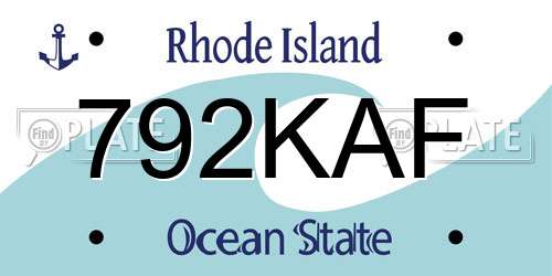 792KAF Rhode Island License Plate