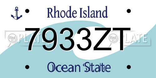 7933ZT Rhode Island License Plate