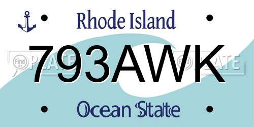 793AWK Rhode Island License Plate