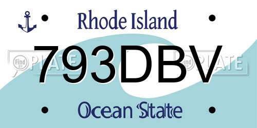 793DBV Rhode Island License Plate