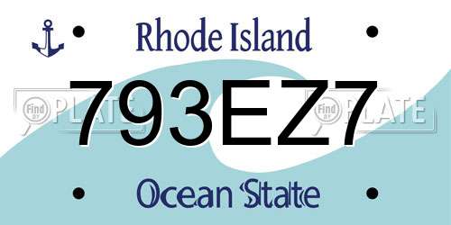 793EZ7 Rhode Island License Plate
