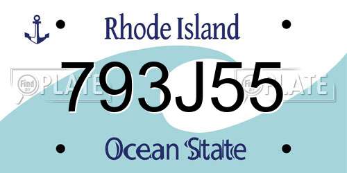 793J55 Rhode Island License Plate