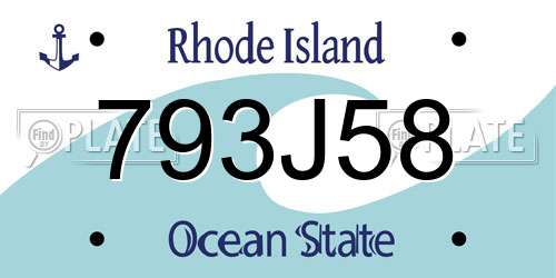 793J58 Rhode Island License Plate