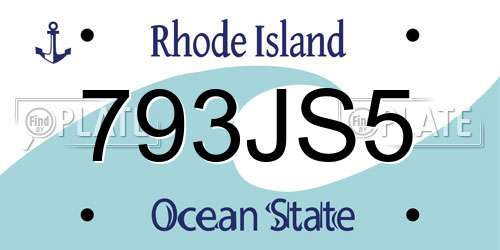 793JS5 Rhode Island License Plate