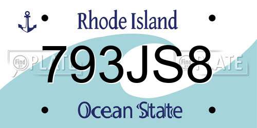 793JS8 Rhode Island License Plate