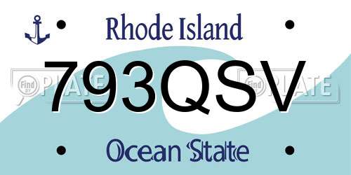 793QSV Rhode Island License Plate