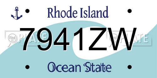7941ZW Rhode Island License Plate