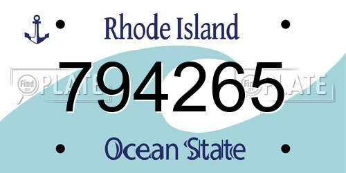 794265 Rhode Island License Plate