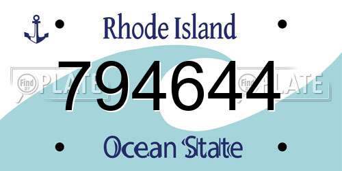 794644 Rhode Island License Plate