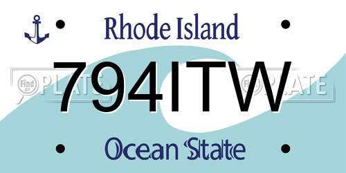 794ITW Rhode Island License Plate