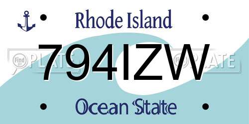 794IZW Rhode Island License Plate
