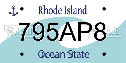 795AP8 Rhode Island License Plate