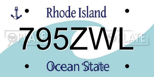 795ZWL Rhode Island License Plate