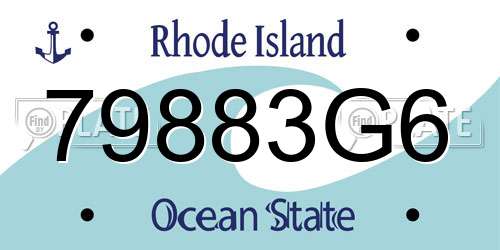 79883G6 Rhode Island License Plate