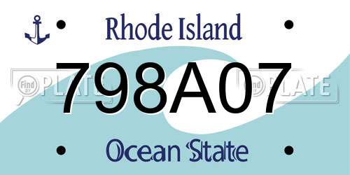 798A07 Rhode Island License Plate