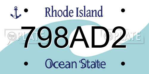 798AD2 Rhode Island License Plate