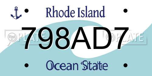 798AD7 Rhode Island License Plate