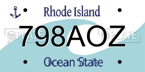 798AOZ Rhode Island License Plate