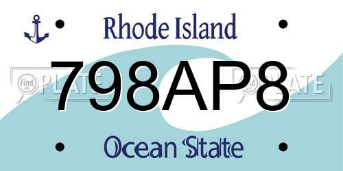 798AP8 Rhode Island License Plate