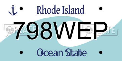 798WEP Rhode Island License Plate